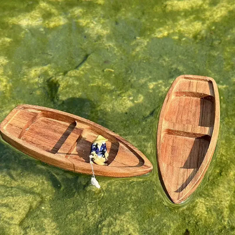 Fishing Boat Oar - Ręcznie robiona drewniana łódź Mini pływający